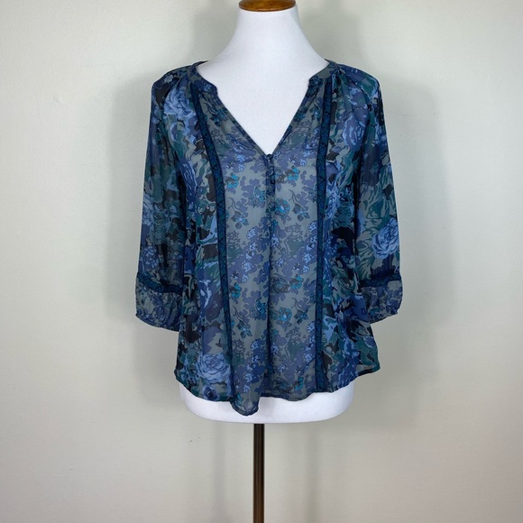 ✨Anthropologie Joie Silk Gloria Blue Top XS - Picture 8 of 12